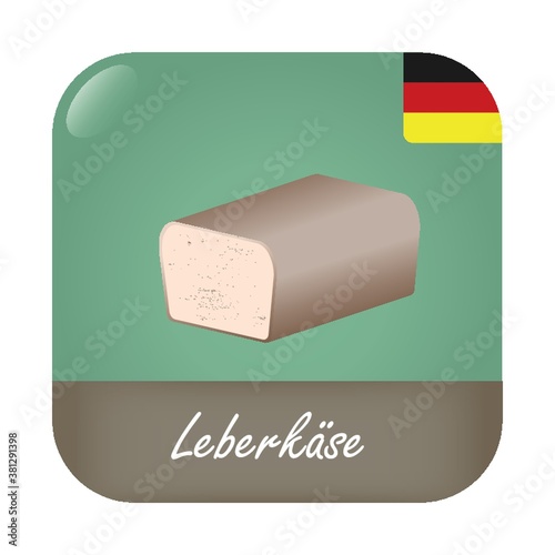 Leberkase with German flag badge icon.