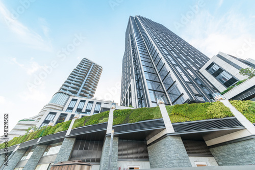 Photography High rise modern residential building in Hong Kong city
