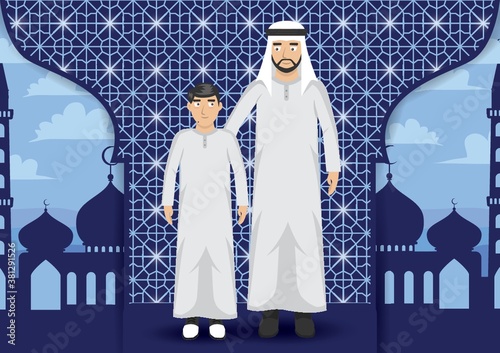 middle eastern man with son