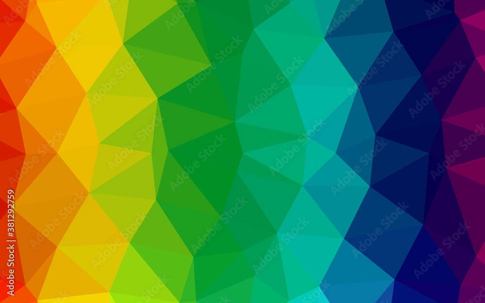 Light Multicolor, Rainbow vector triangle mosaic texture. A sample with polygonal shapes. Polygonal design for your web site.