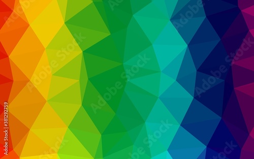 Light Multicolor, Rainbow vector triangle mosaic texture. A sample with polygonal shapes. Polygonal design for your web site.