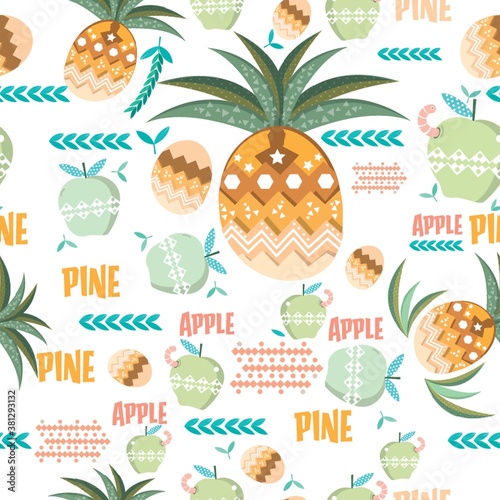 Creative apple and pineapple design.