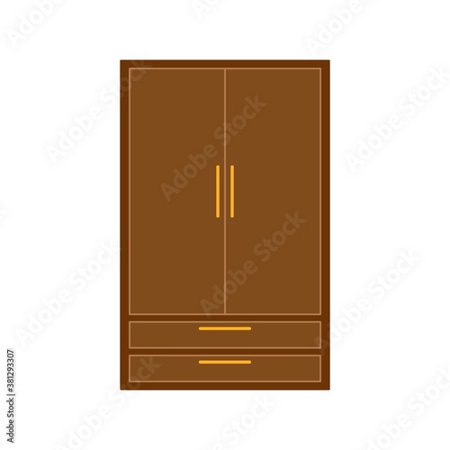 Brown Cupboard, wardrobe, furniture flat design icon.