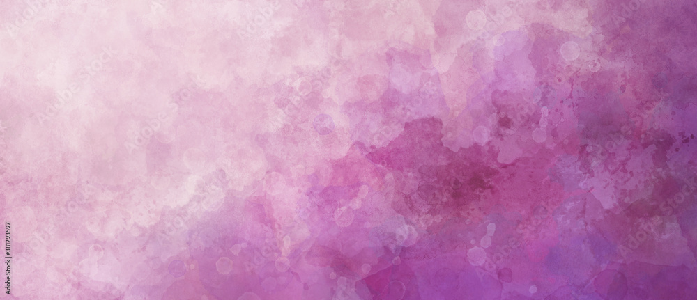 Obraz premium Watercolor background in pink and white painting with cloudy distressed texture and marbled grunge, gradient soft fog or hazy lighting and pastel colors