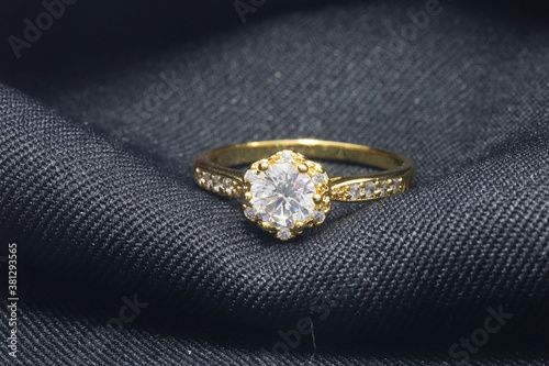 Golden Wedding Ring with Diamond