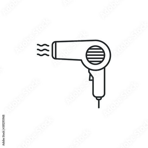 Hairdryer line icon isolated on white background. Vector illustration