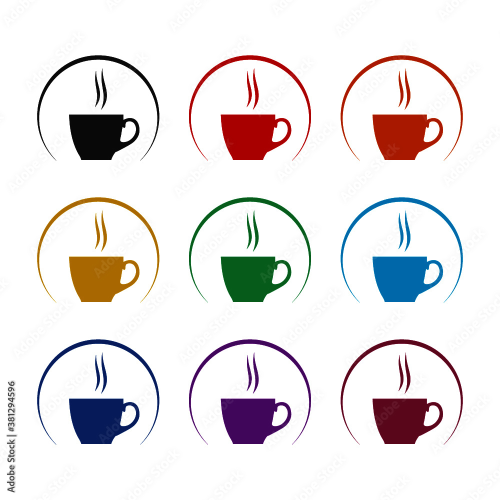 Coffee Cup circle logo icon, color set Coffee Cup circle logo icon, color set
