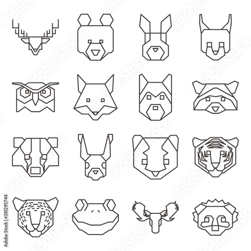 Collection of geometrical animal heads