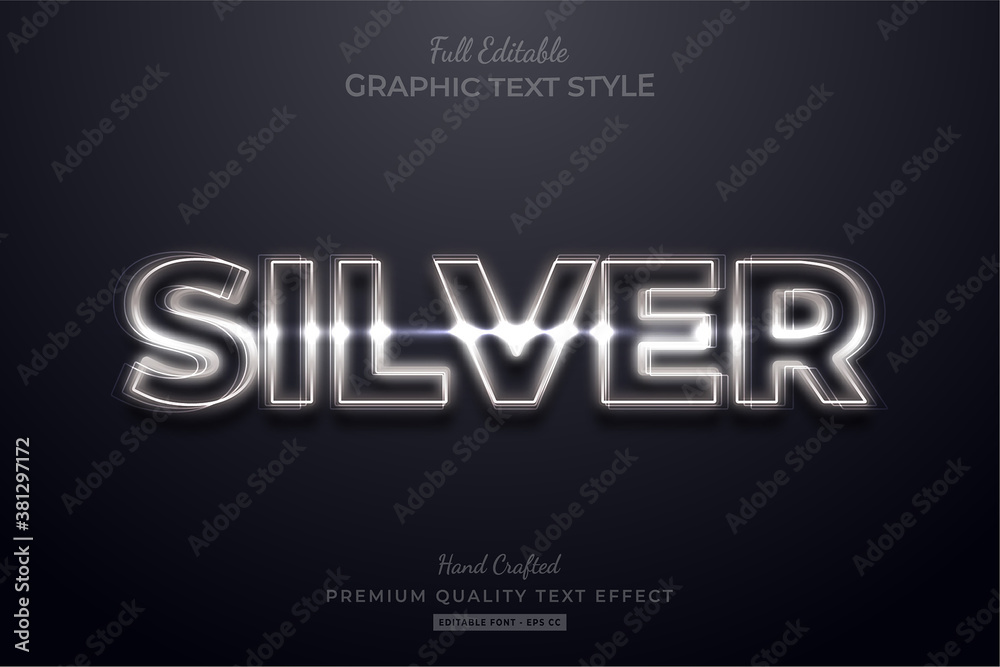 Silver Glow Editable Text Style Effect Premium