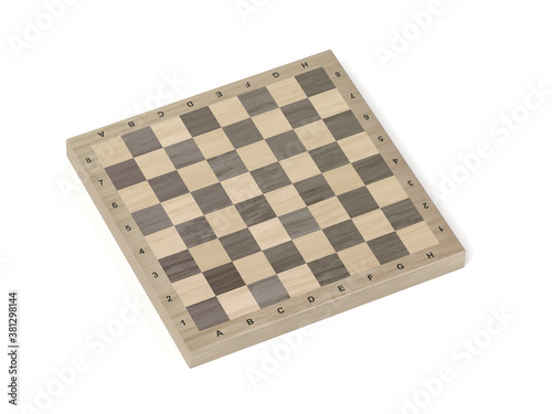 Fotografia Wooden chess board on white background