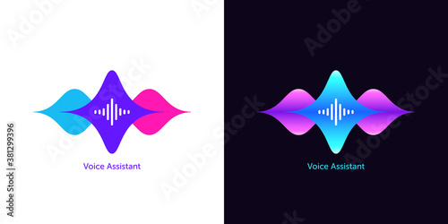 Acoustic wave shape for voice assistant, abstract sound wave. Voice dialing, control and speech recognition