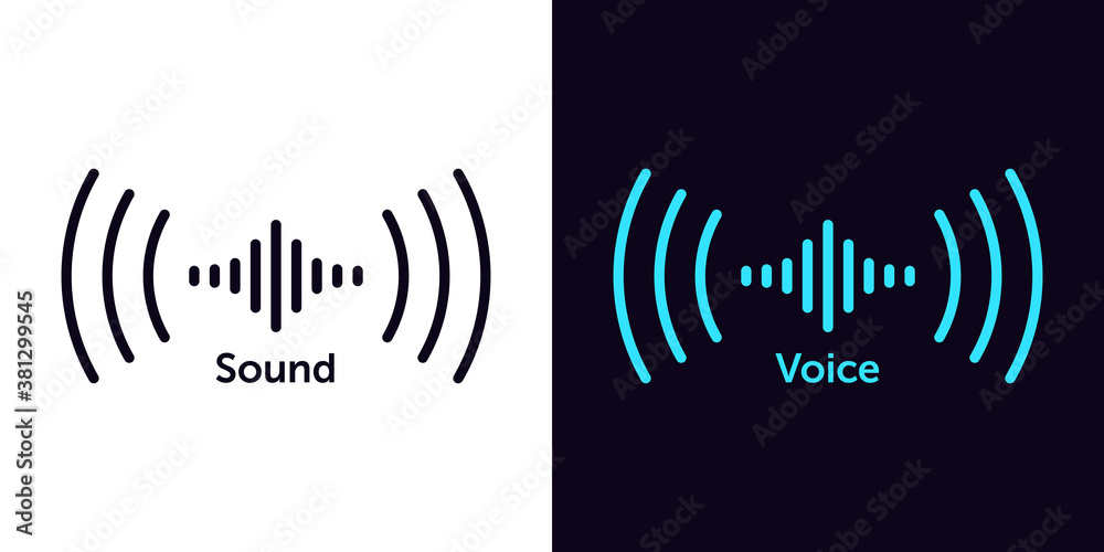 Sound wave icon for voice recognition in virtual assistant, speech sign. Abstract audio wave, voice command control - obrazy, fototapety, plakaty 