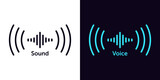 Sound wave icon for voice recognition in virtual assistant, speech sign. Abstract audio wave, voice command control