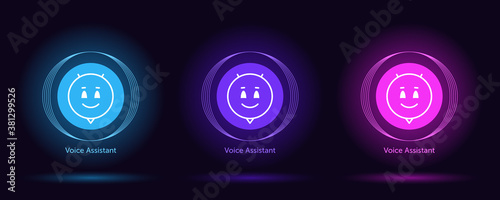 Virtual voice assistant, personal chat bot. Vector set of virtual bots for mobile interface and voice recognition