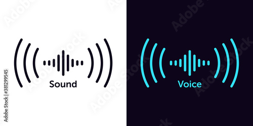 Sound wave icon for voice recognition in virtual assistant, speech sign. Abstract audio wave, voice command control