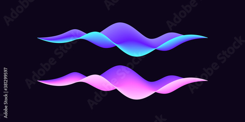Abstract wave shape for voice recognition system. Gradient audio wave for virtual assistant, futuristic waveform