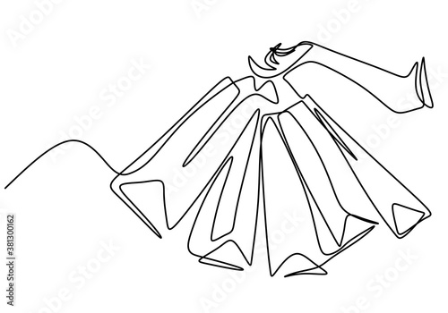 One continuous line drawing female hand holding shopping bags isolated on white background. Shopping in mall and eco friendly concept single line hand draw minimalist design. Vector illustration