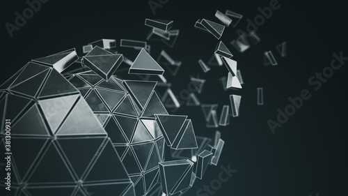 Spinning gray polyhedron 3D render