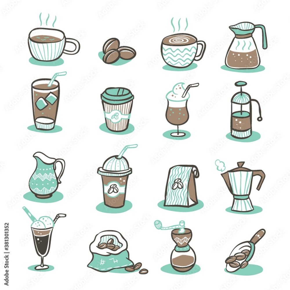 set of coffee icons set of coffee icons
