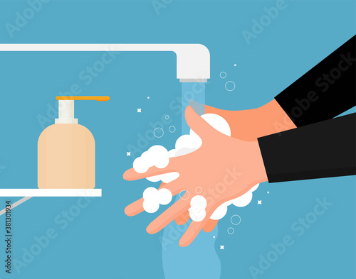 Washing hand with soap -vector