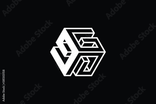 Minimal 3D Innovative Initial G logo and GG logo. Letter G GG GGG creative elegant Monogram. Premium Business GGG logo icon. White color on black background