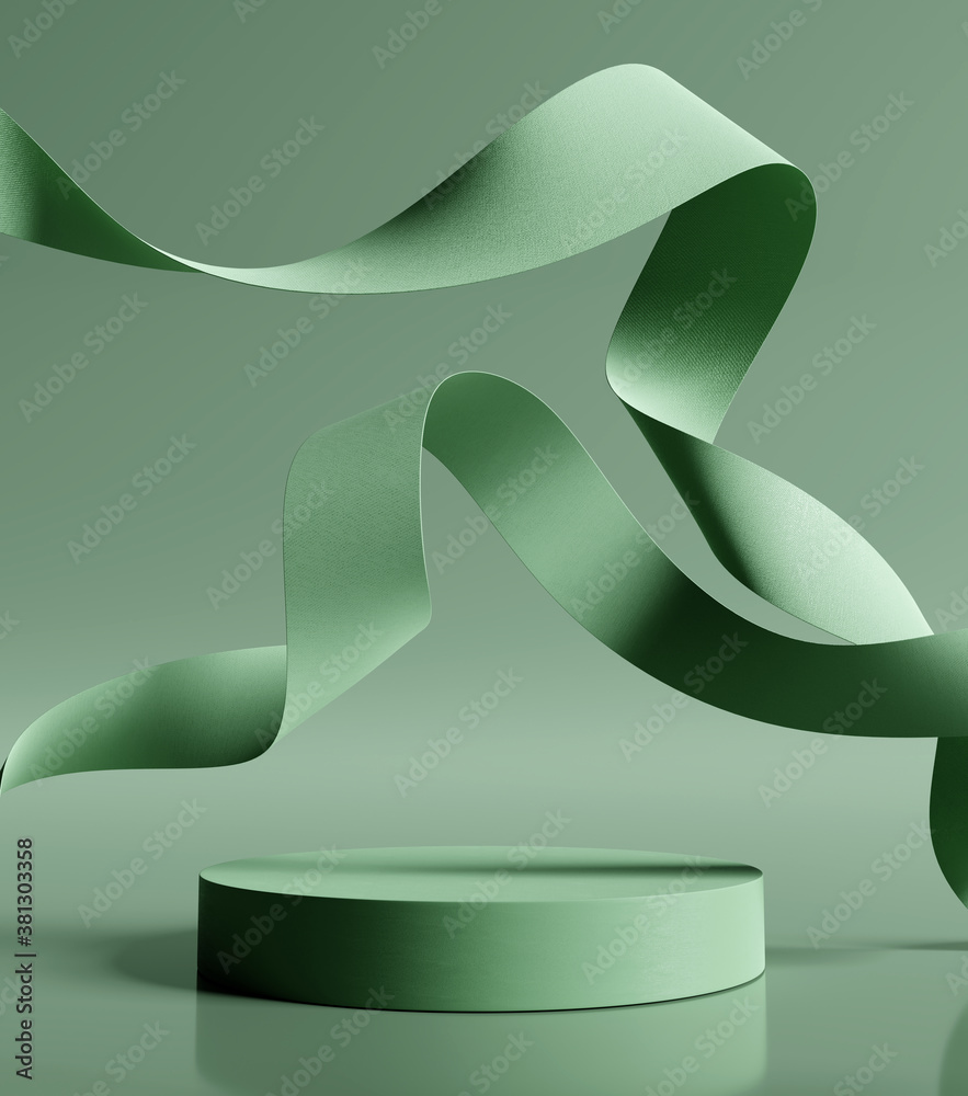 Abstract product display podium on green background. 3D render Stock ...