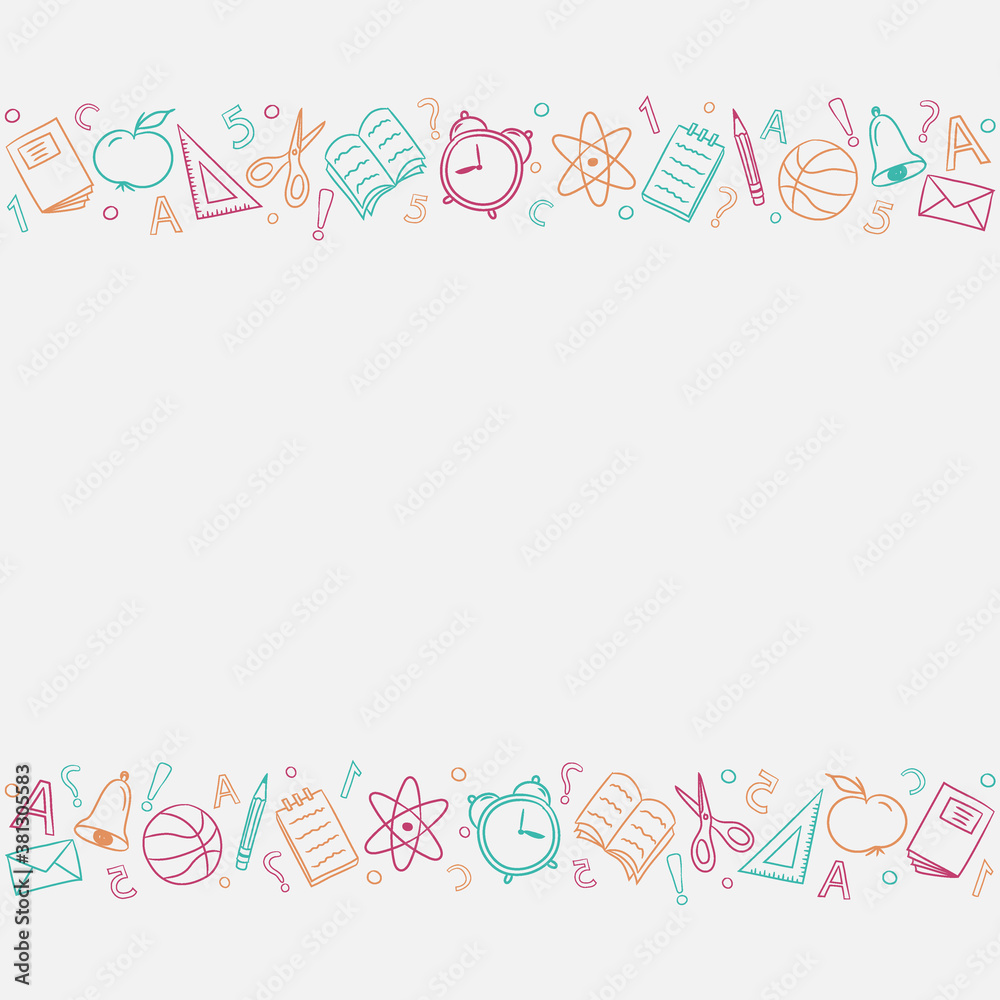 School background with empty frame and funny doodles. Vector School background with empty frame and funny doodles. Vector