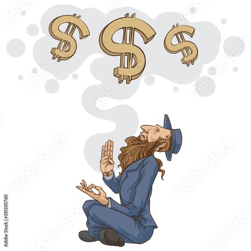 bearded man with financial concept