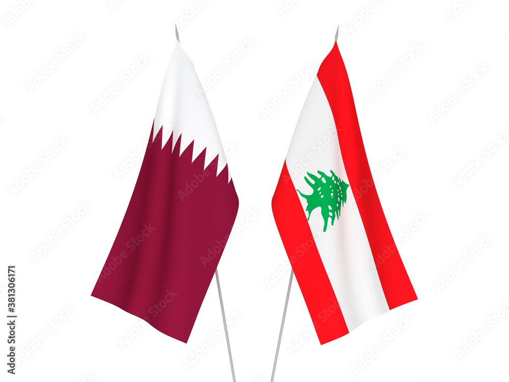Qatar and Lebanon flags