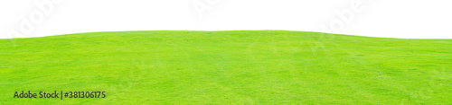 texture of panorama beautiful green grass pattern from golf course isolated on white background