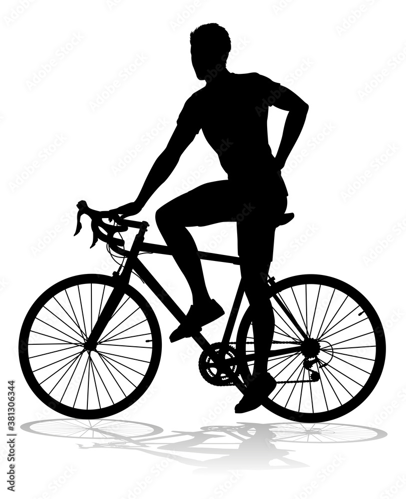 A bicycle riding bike cyclist in silhouette A bicycle riding bike cyclist in silhouette