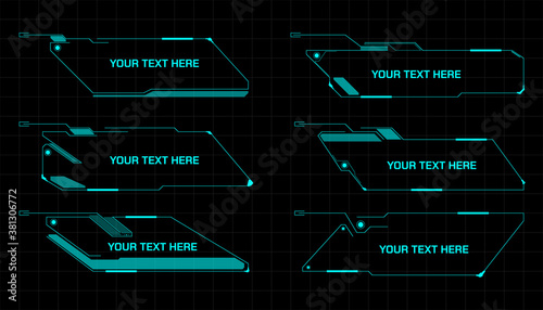 Call Outs Digital Futuristic Element Game Infographic Title Vector Set. HUD UI Technology Presentation Screen Shape Illustration.