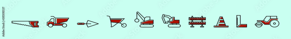 set of demolition cartoon icon design template with various models. vector illustration isolated on blue background set of demolition cartoon icon design template with various models. vector illustration isolated on blue background