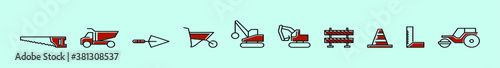 set of demolition cartoon icon design template with various models. vector illustration isolated on blue background