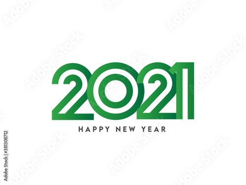 Green 2021 Number on White Background for Happy New Year Celebration.