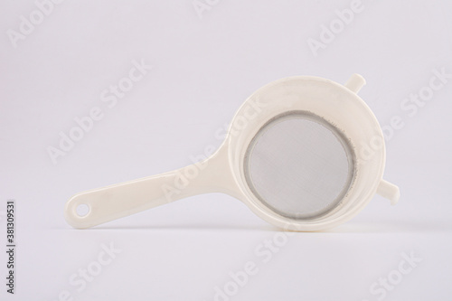 Plastic sieve isolate in white background.