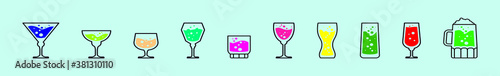set of spritz with glasses cartoon icon design template with various models. vector illustration isolated on blue background