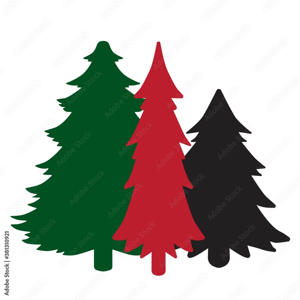 Obraz premium Print Hand-drawing silhouette christmas tree. Vector pine tree. Element for design.