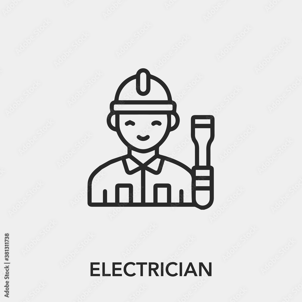 electrician icon vector. Linear style sign for mobile concept and web design. electrician symbol illustration. Pixel vector graphics - Vector. electrician icon vector. Linear style sign for mobile concept and web design. electrician symbol illustration. Pixel vector graphics - Vector.