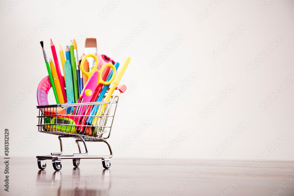 Obraz premium School supplies. Set of colorful school accessories isolated on the white background.