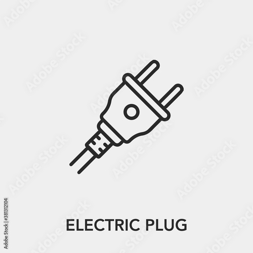 electric plug icon vector. Linear style sign for mobile concept and web design. electric plug symbol illustration. Pixel vector graphics - Vector.	
