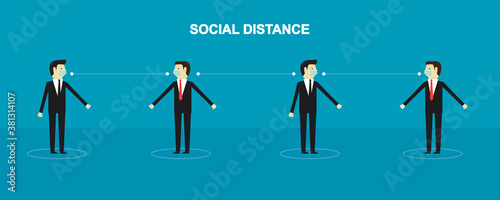 Business people keep distance to prevent from virus