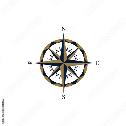 flat compass with gold and dark blue color