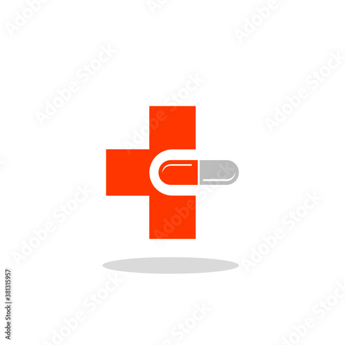 Doctor plus capsul stethoscope logo design health care and medical pharmacy vector symbols.