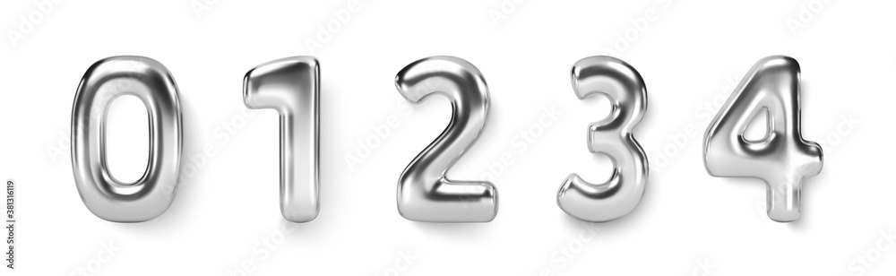 Silver Number Balloon 0 Zero. Vector realistic 3d character Silver Number Balloon 0 Zero. Vector realistic 3d character