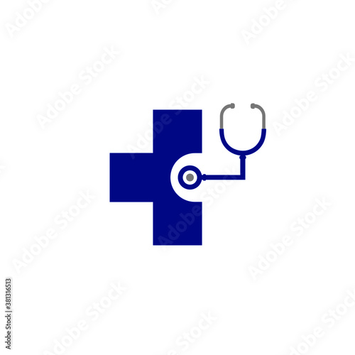 Doctor plus capsul stethoscope logo design health care and medical pharmacy vector symbols.
