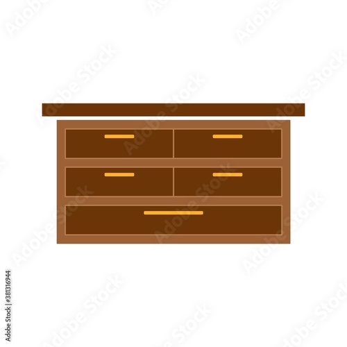 Brown icon for Chest, drawers and furniture. Flat design