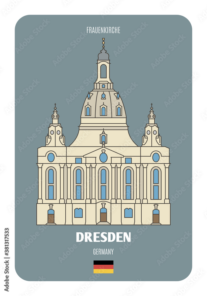 Frauenkirche in Dresden, Germany. Architectural symbols of European cities