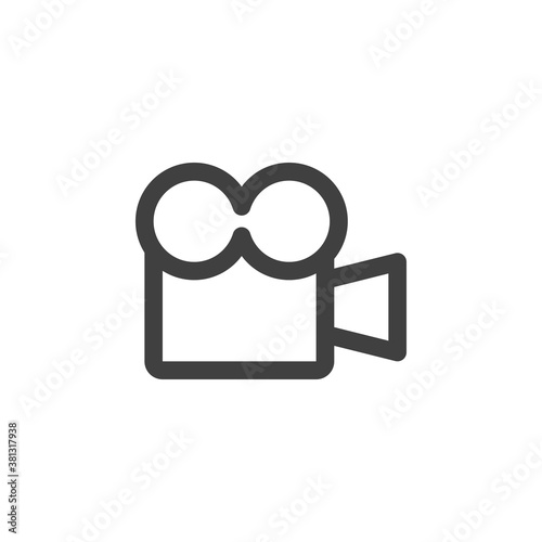 Movie camera line icon. Camcoder linear style sign for mobile concept and web design. Cinema projector outline vector icon. Symbol, logo illustration. Vector graphics