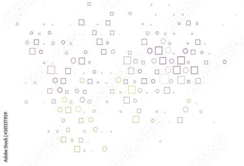 Light Pink, Green vector layout with circle spots, cubes.